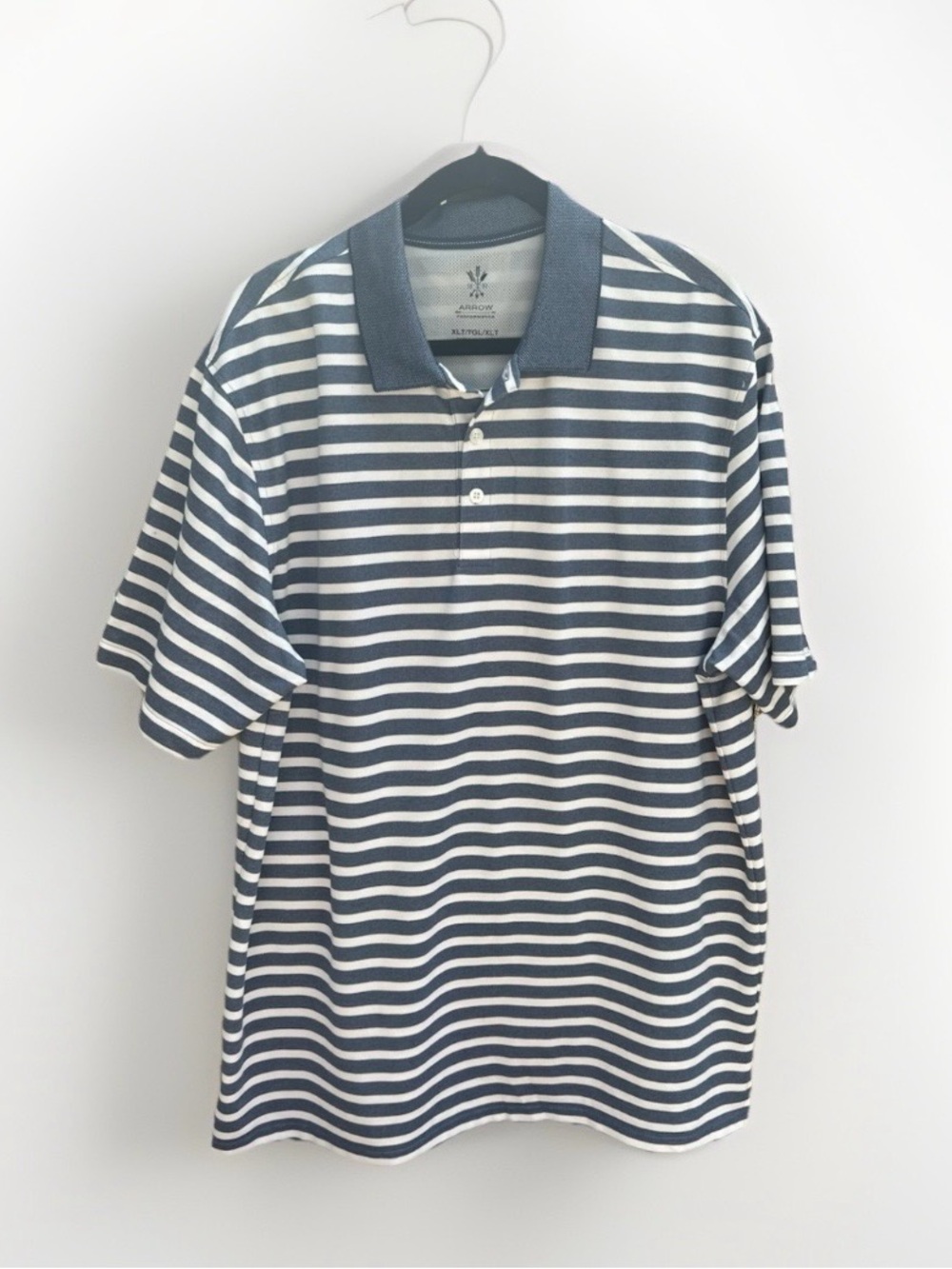 Arrow Navy & White Striped Polo Shirt